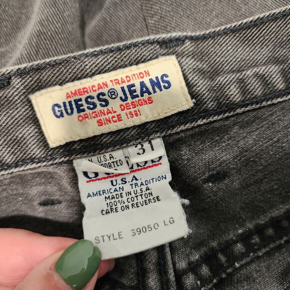 90's Guess High Rise Straight Jeans Washed Black Made in USA 31 - Picture 5 of 5